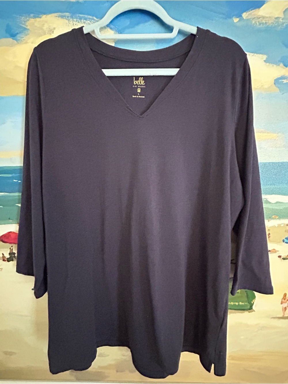 Kim Gravel Womens V-Neck Shirt in Navy L